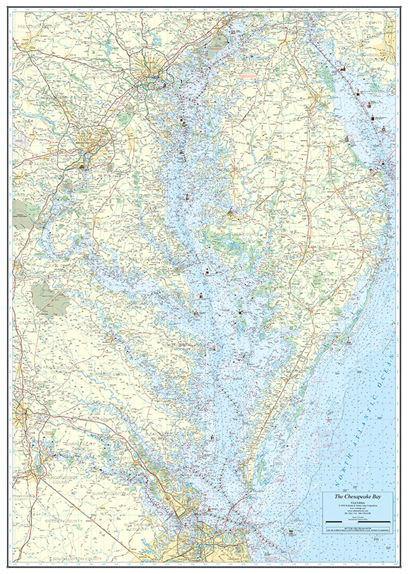 Chesapeake Bay Wall Chart 35 x 50